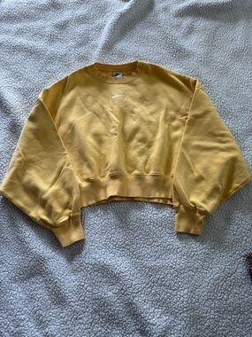 Nike Yellow Crop Sweatshirt with White Swoosh -Flawed